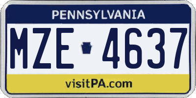 PA license plate MZE4637