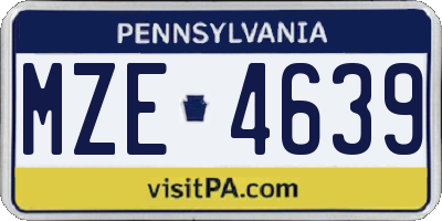 PA license plate MZE4639