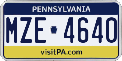 PA license plate MZE4640