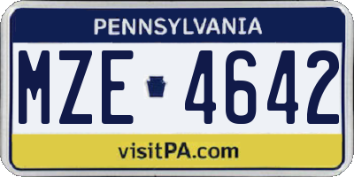 PA license plate MZE4642