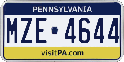PA license plate MZE4644