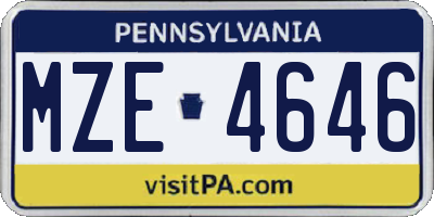 PA license plate MZE4646
