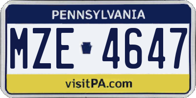 PA license plate MZE4647