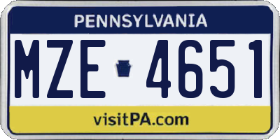 PA license plate MZE4651