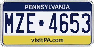 PA license plate MZE4653