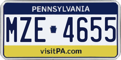 PA license plate MZE4655