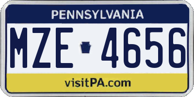 PA license plate MZE4656