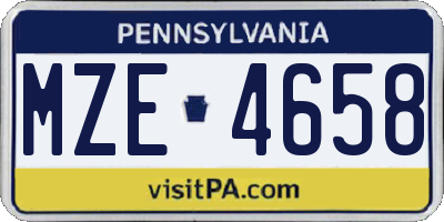 PA license plate MZE4658