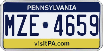 PA license plate MZE4659