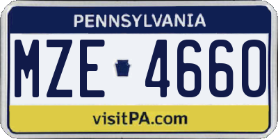 PA license plate MZE4660