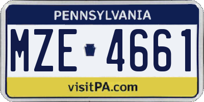 PA license plate MZE4661