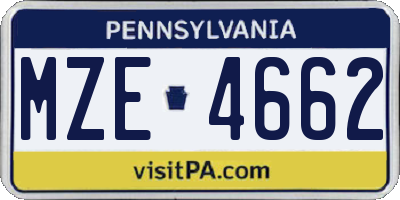 PA license plate MZE4662