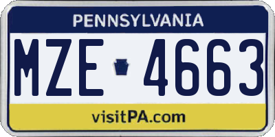 PA license plate MZE4663