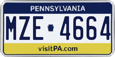 PA license plate MZE4664