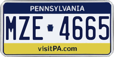 PA license plate MZE4665