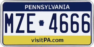 PA license plate MZE4666