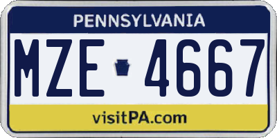 PA license plate MZE4667