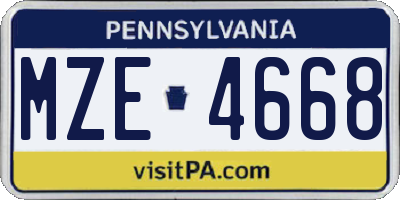 PA license plate MZE4668