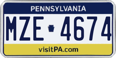 PA license plate MZE4674