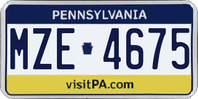 PA license plate MZE4675