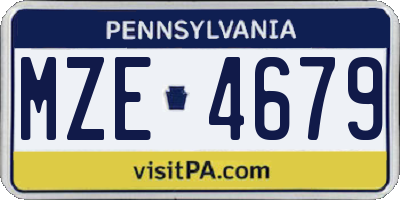 PA license plate MZE4679