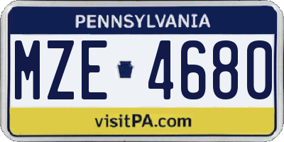 PA license plate MZE4680