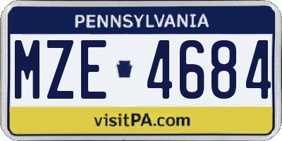 PA license plate MZE4684