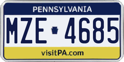 PA license plate MZE4685