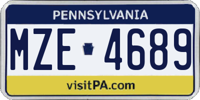 PA license plate MZE4689