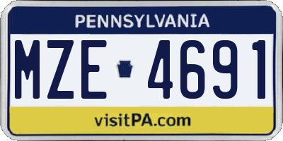 PA license plate MZE4691