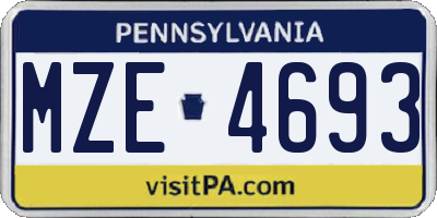 PA license plate MZE4693