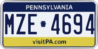 PA license plate MZE4694