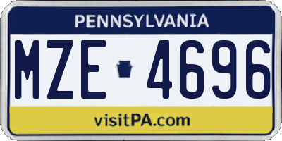 PA license plate MZE4696