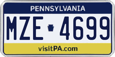PA license plate MZE4699