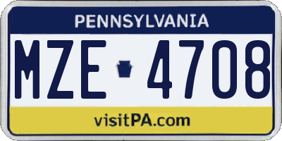 PA license plate MZE4708