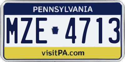 PA license plate MZE4713