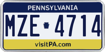PA license plate MZE4714