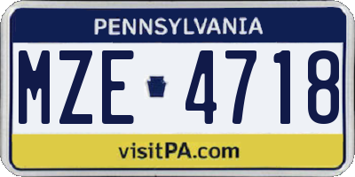 PA license plate MZE4718