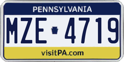 PA license plate MZE4719