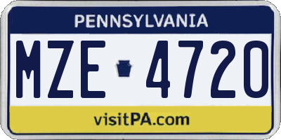 PA license plate MZE4720