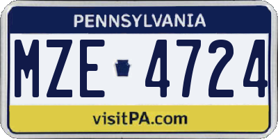 PA license plate MZE4724