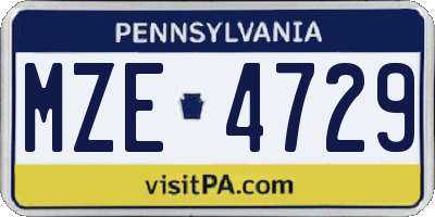 PA license plate MZE4729