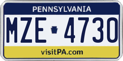 PA license plate MZE4730