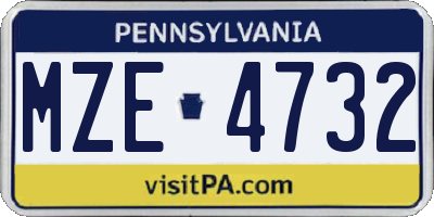 PA license plate MZE4732