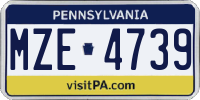 PA license plate MZE4739