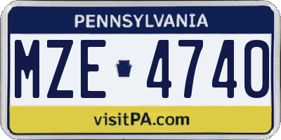 PA license plate MZE4740
