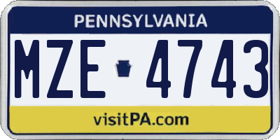 PA license plate MZE4743