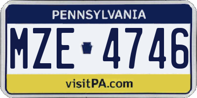 PA license plate MZE4746