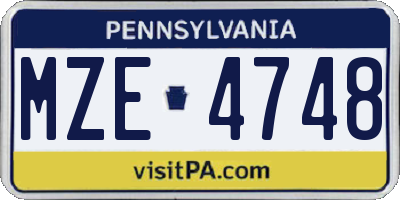 PA license plate MZE4748