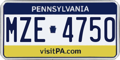 PA license plate MZE4750